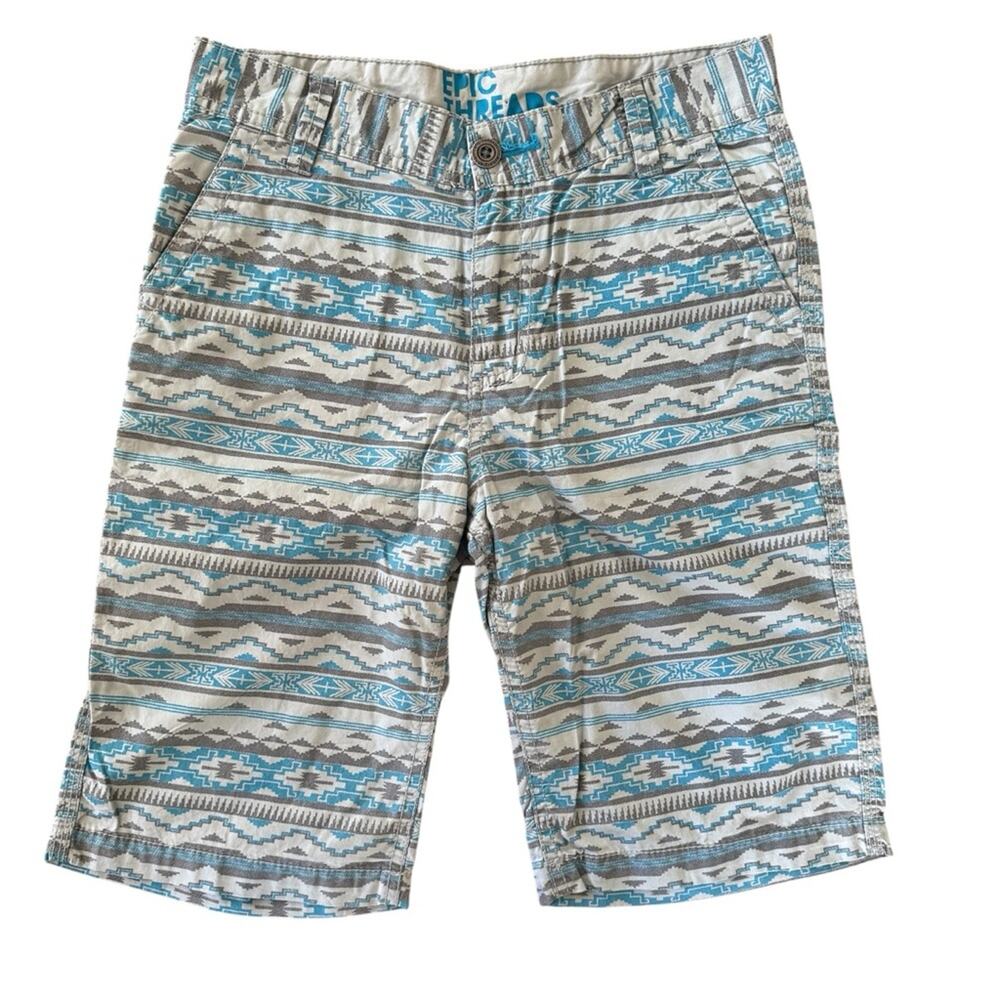 Epic Threads Boys Shorts Blue Gray Geometric Shapes Size 10